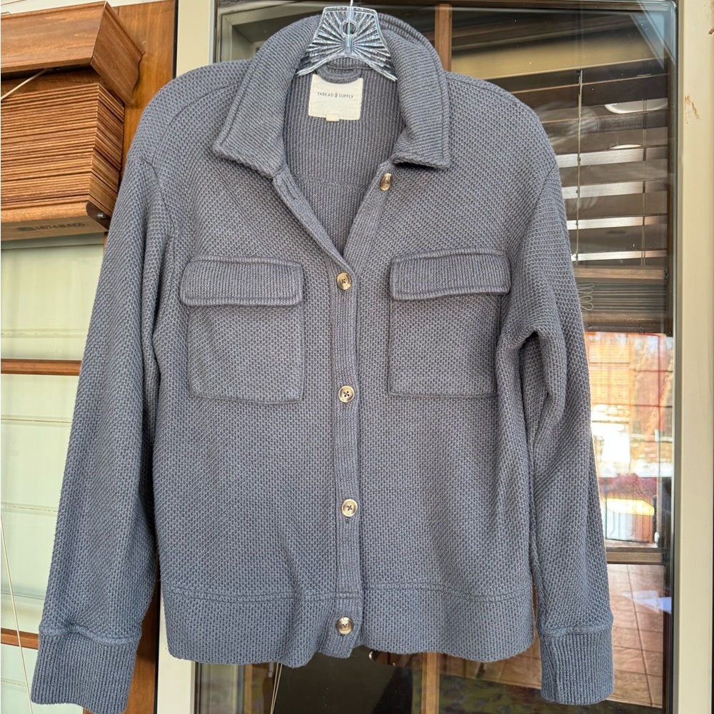 Thread & Supply Button-Up Gray Shacket - image 1